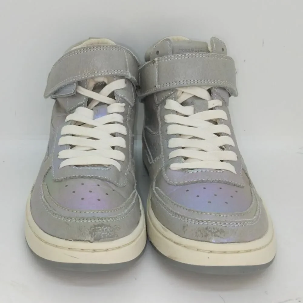 Zara Womens Pre-owned Designer Pearl Gray Lace-up Easy Close Sneakers - sz. 4
